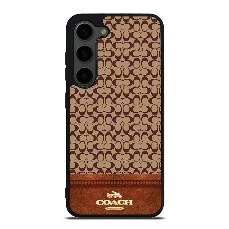 COACH NEW YORK LOGO BROWN LEATHER Samsung Galaxy S23 Plus Case Cover