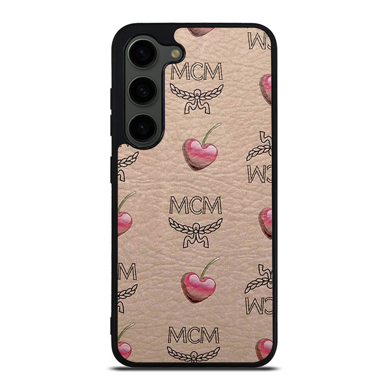 MCM LOVE CHERRIES BROWN LEATHER Samsung Galaxy S23 Plus Case Cover