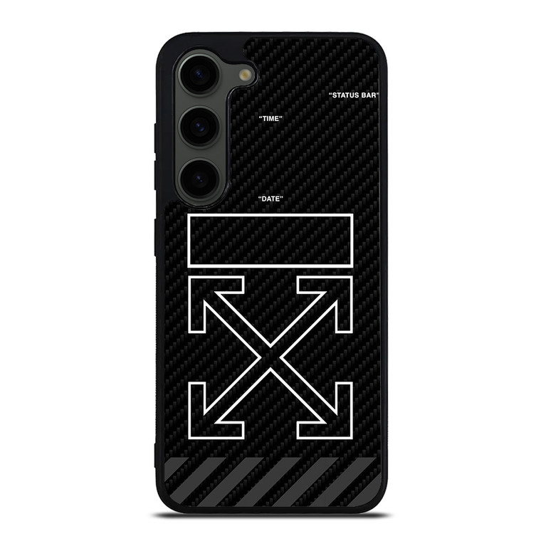 OFF WHITE LOGO TIME DATE CARBON Samsung Galaxy S23 Plus Case Cover