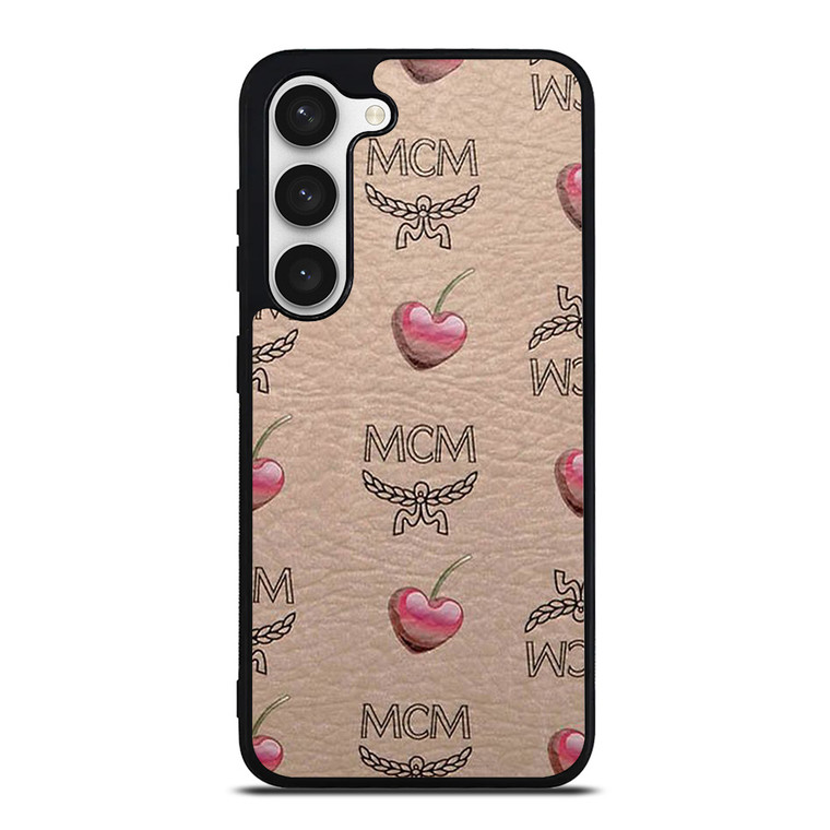 MCM LOVE CHERRIES BROWN LEATHER Samsung Galaxy S23 Case Cover MCM LOVE CHERRIES BROWN LEATHER Samsung Galaxy S23 Case Cover