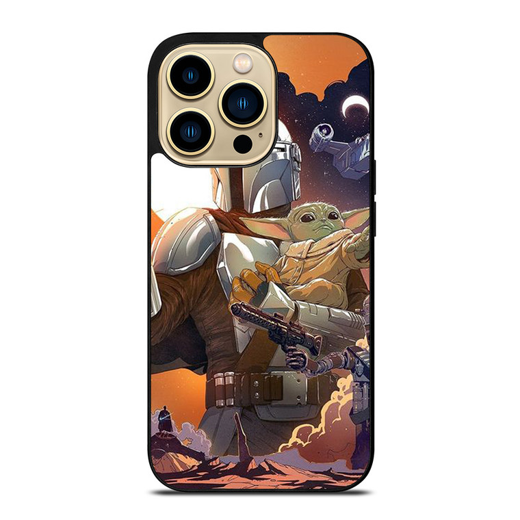 BABY YODA AND MANDALORIAN STAR WARS iPhone 14 Pro Max Case Cover