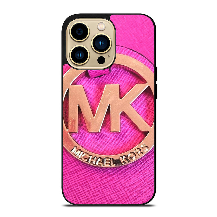 MICHAEL KORS MK LOGO PINK GOLD EMBLEM iPhone 14 Pro Max Case Cover