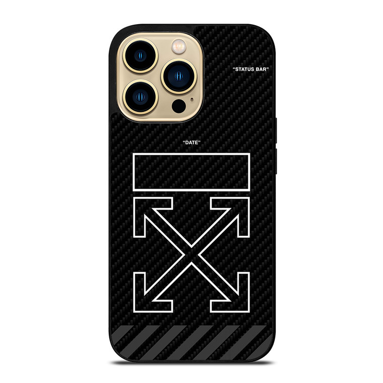 OFF WHITE LOGO TIME DATE CARBON iPhone 14 Pro Max Case Cover