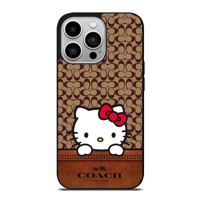 COACH NEW YORK LOGO HELLO KITTY BROWN iPhone 14 Pro Case Cover COACH NEW YORK LOGO HELLO KITTY BROWN iPhone 14 Pro Case Cover