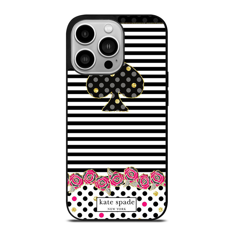 KATE SPADE NEW YORK LOGO STRIPES POLKADOTS iPhone 14 Pro Case Cover