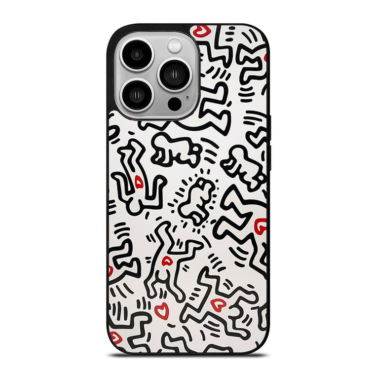 KEITH HARING ART HEART FIGURES iPhone 14 Pro Case Cover