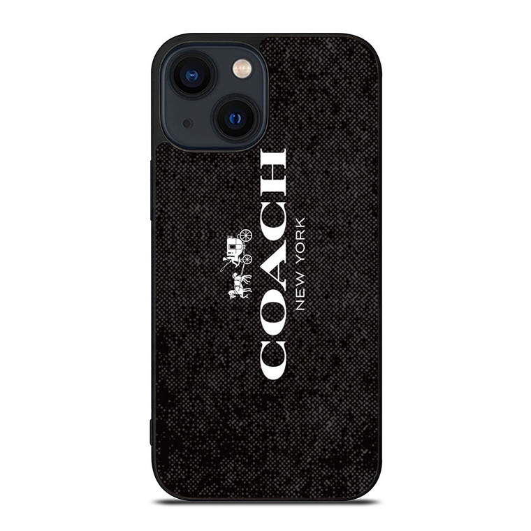 COACH NEW YORK LOGO ON BLACK FABRIC iPhone 14 Plus Case Cover