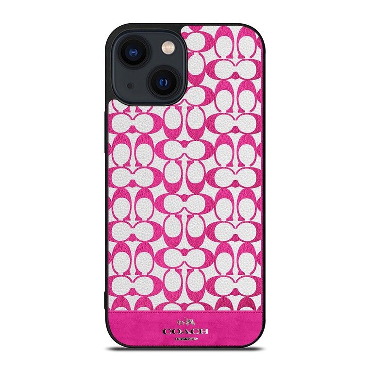 COACH NEW YORK LOGO PATTERN PINK EMBLEM iPhone 14 Plus Case Cover