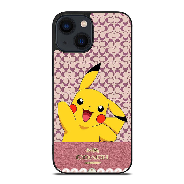 COACH NEW YORK LOGO PINK X PIKACHU POKEMON iPhone 14 Plus Case Cover