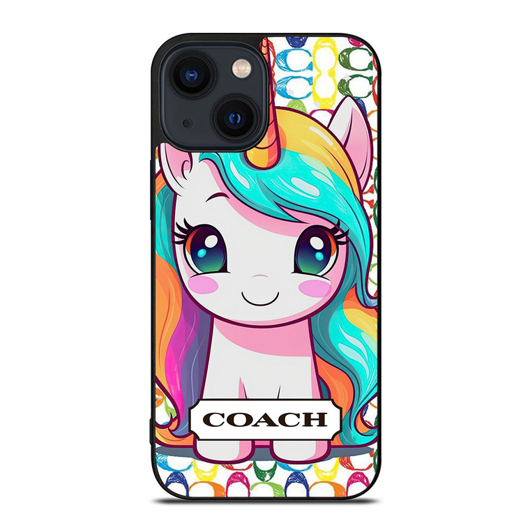 COACH NEW YORK LOGO PRETTY UNICORN iPhone 14 Plus Case Cover