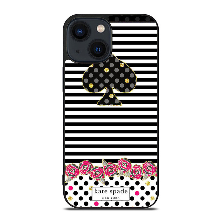 KATE SPADE NEW YORK LOGO STRIPES POLKADOTS iPhone 14 Plus Case Cover