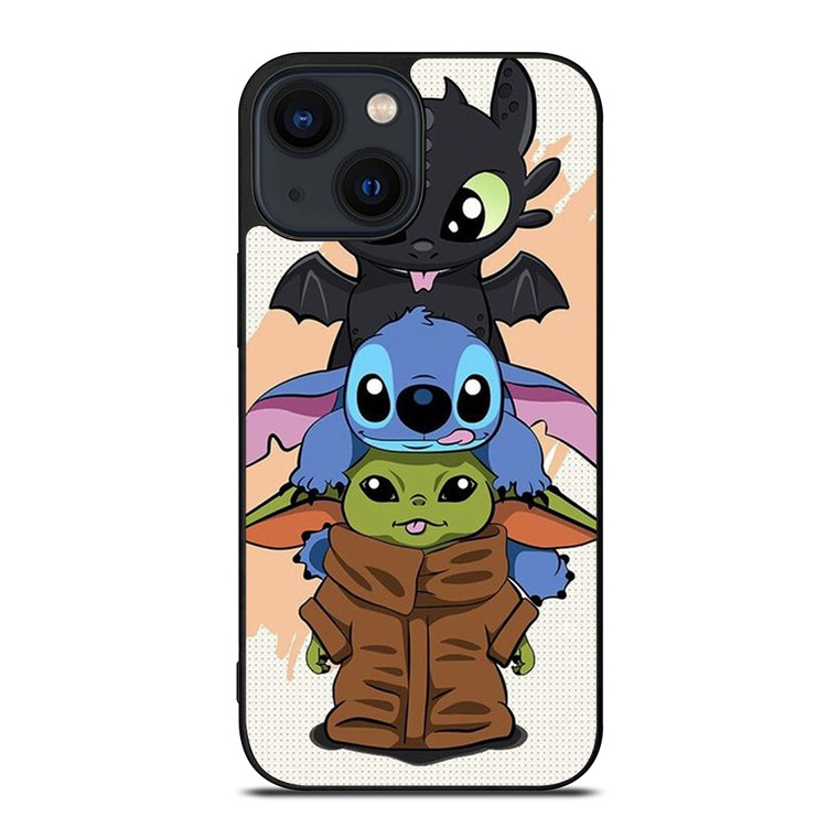 TOOTHLESS STITCH BABY YODA CUTE CARTOON iPhone 14 Plus Case Cover