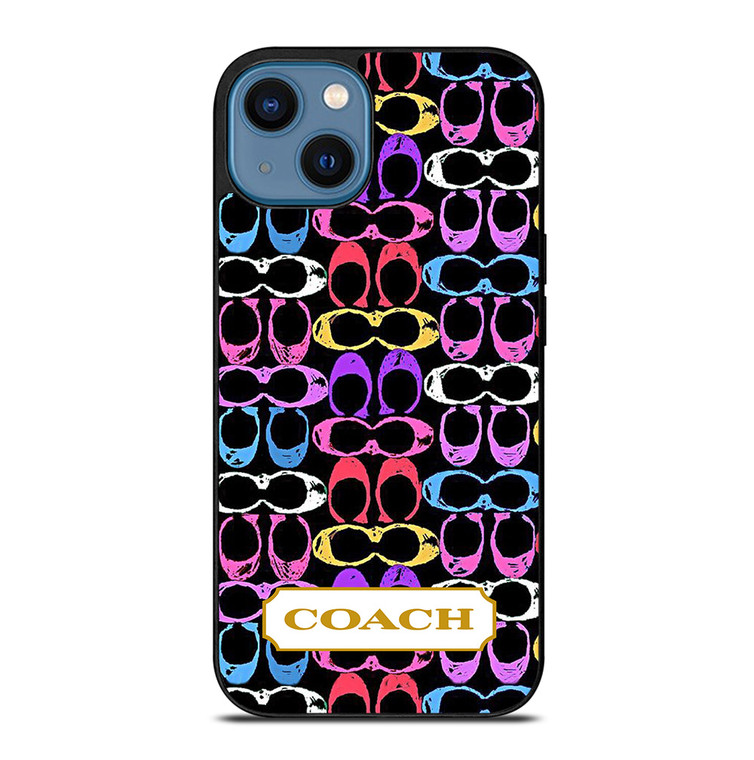 COACH NEW YORK COLORFULL BLACK PATTERN EMBLEM iPhone 14 Case Cover