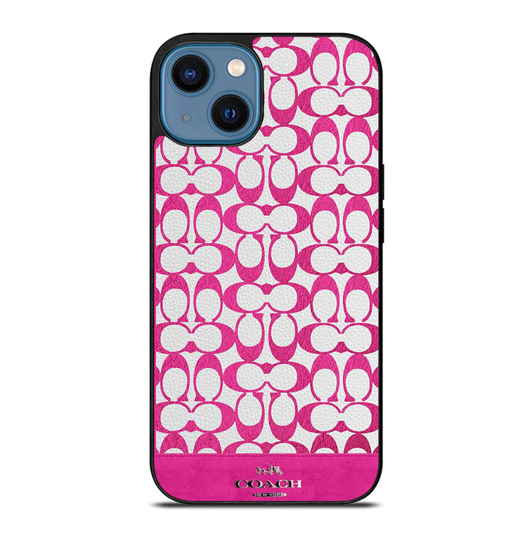 COACH NEW YORK LOGO PATTERN PINK EMBLEM iPhone 14 Case Cover