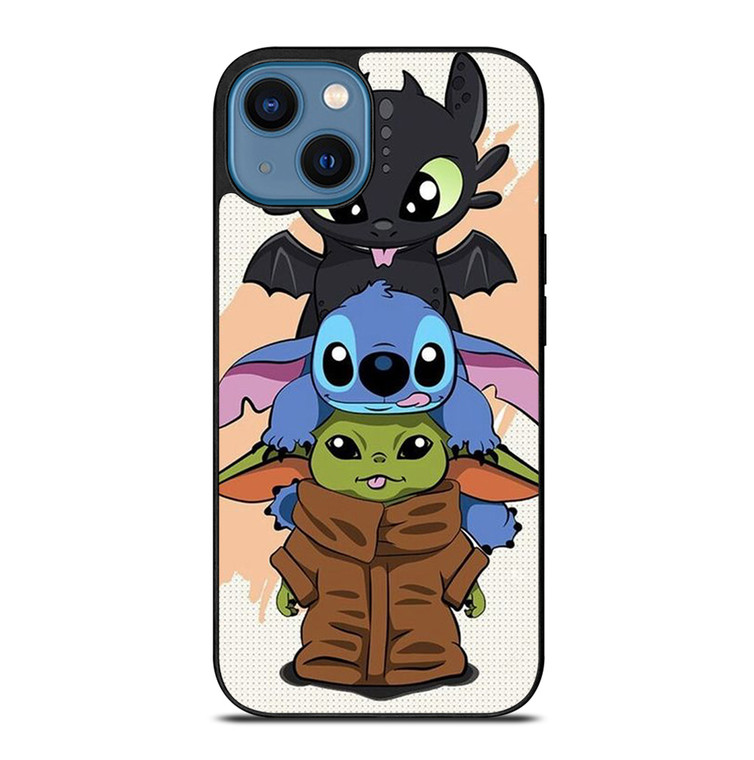 TOOTHLESS STITCH BABY YODA CUTE CARTOON iPhone 14 Case Cover TOOTHLESS STITCH BABY YODA CUTE CARTOON iPhone 14 Case Cover