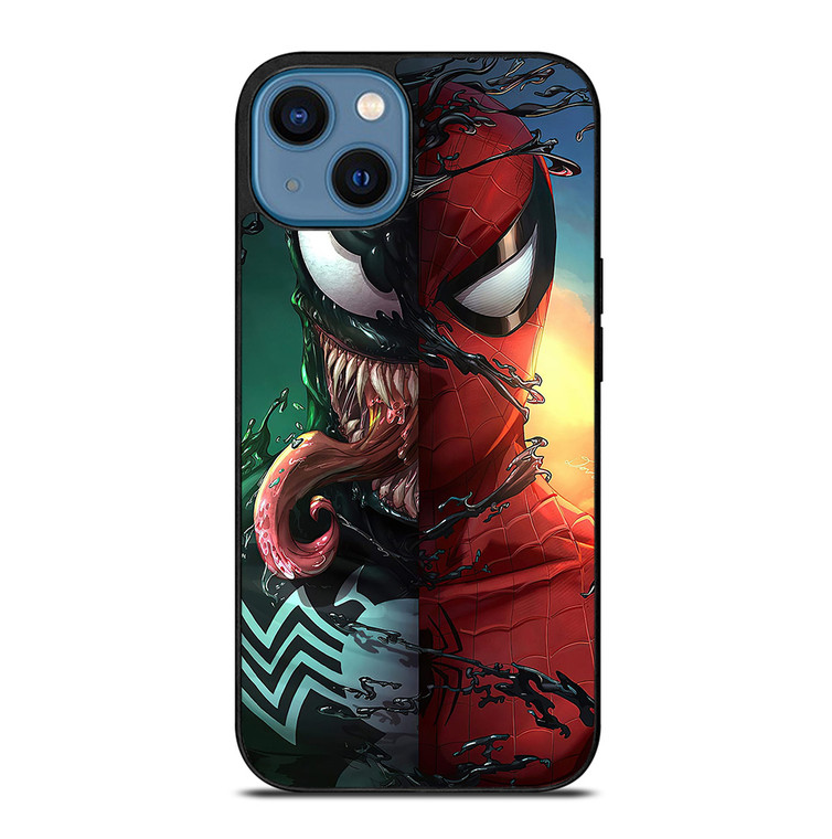 VENOM V SPIDERMAN FACE SUPERHERO MARVEL COMICS iPhone 14 Case Cover