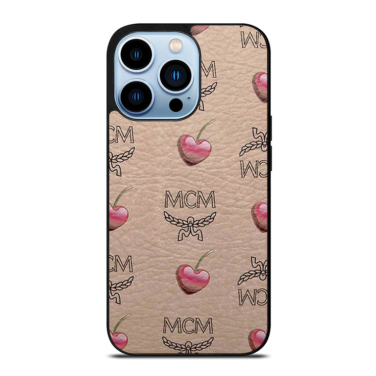 MCM LOVE CHERRIES BROWN LEATHER iPhone 13 Pro Max Case Cover