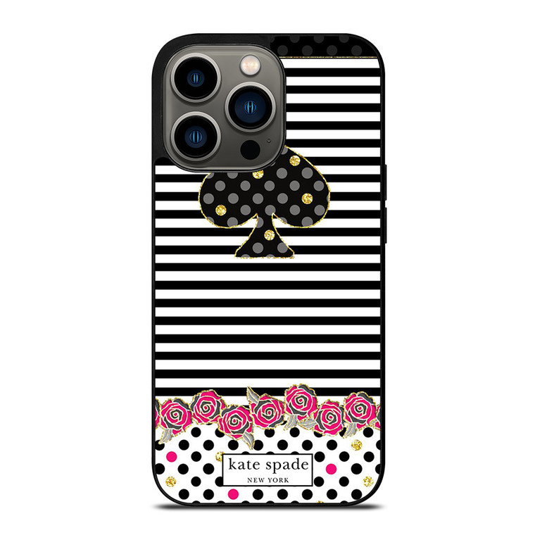 KATE SPADE NEW YORK LOGO STRIPES POLKADOTS iPhone 13 Pro Case Cover
