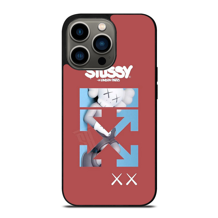 OFF WHITE STUSSY KAWS LOGO iPhone 13 Pro Case Cover