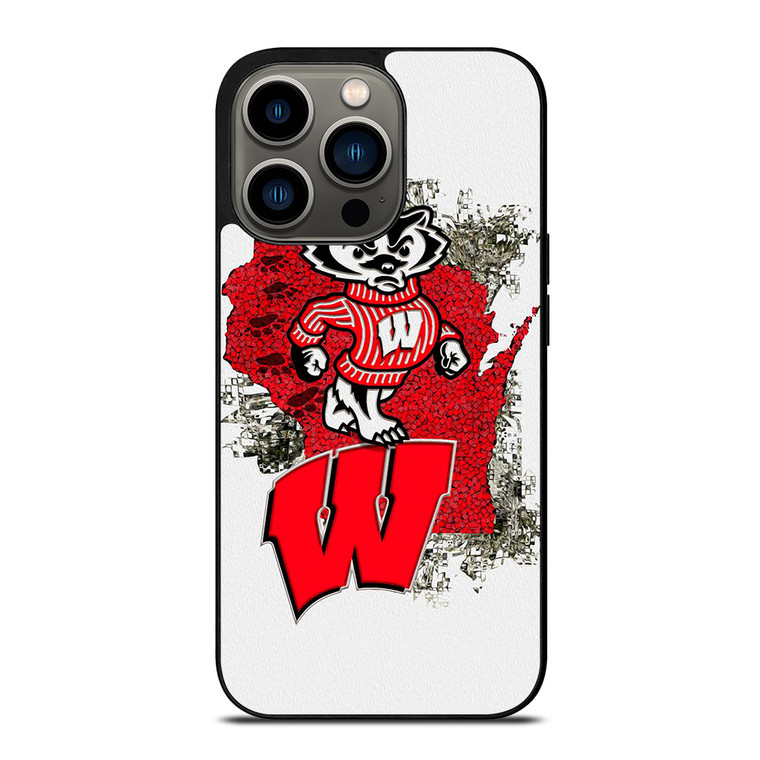 WISCONSIN BADGERS UNIVERSITY FOOTBALL LOGO iPhone 13 Pro Case Cover