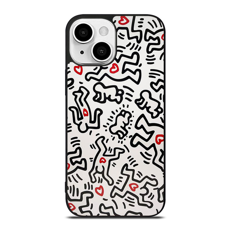 KEITH HARING ART HEART FIGURES iPhone 13 Mini Case Cover