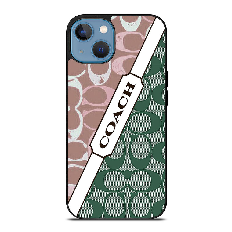 COACH NEW YORK LOGO PINK GREEN PATTERN ICON iPhone 13 Case Cover