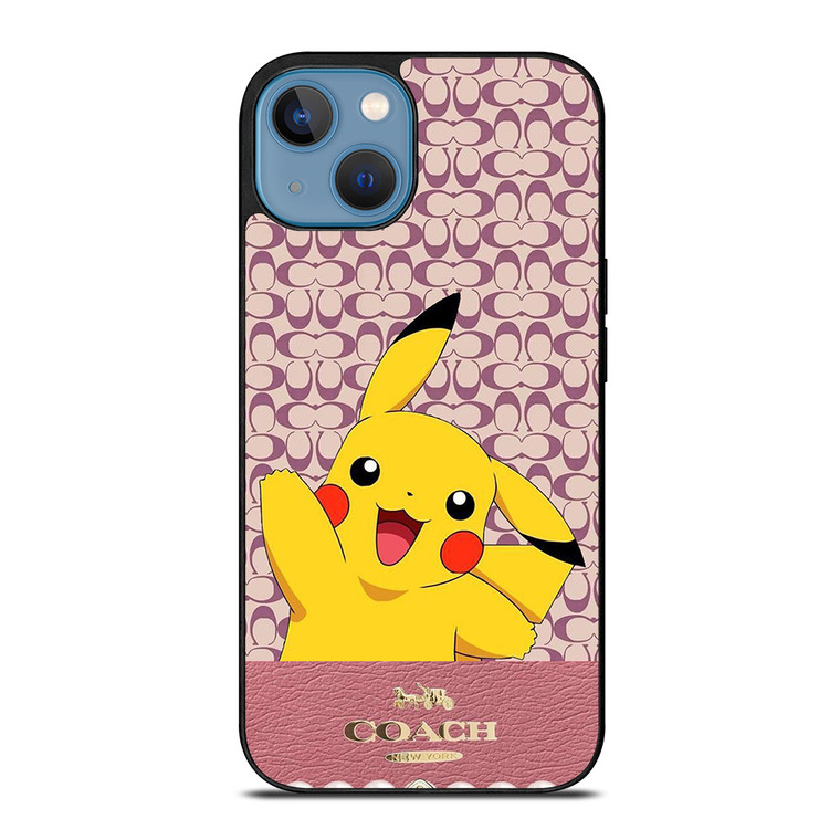 COACH NEW YORK LOGO PINK X PIKACHU POKEMON iPhone 13 Case Cover