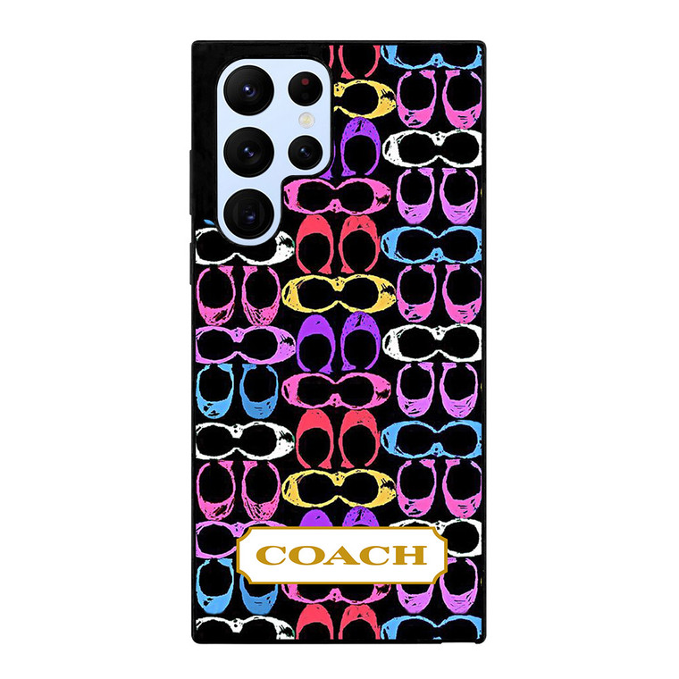 COACH NEW YORK COLORFULL BLACK PATTERN EMBLEM Samsung Galaxy S22 Ultra Case Cover