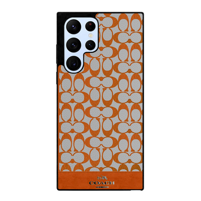 COACH NEW YORK LOGO PATTERN ORANGE EMBLEM Samsung Galaxy S22 Ultra Case Cover