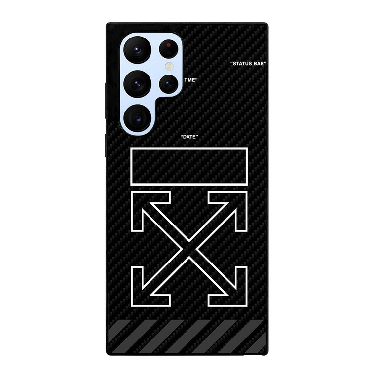 OFF WHITE LOGO TIME DATE CARBON Samsung Galaxy S22 Ultra Case Cover