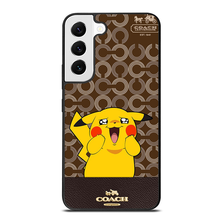 COACH NEW YORK LOGO BRWON EMBLEM X PIKACHU POKEMON Samsung Galaxy S22 Case Cover