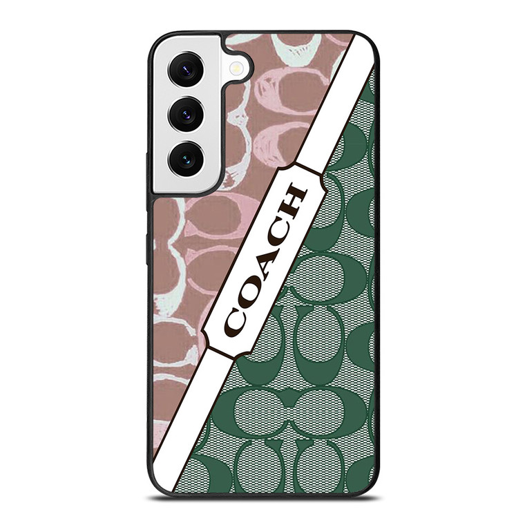 COACH NEW YORK LOGO PINK GREEN PATTERN ICON Samsung Galaxy S22 Case Cover