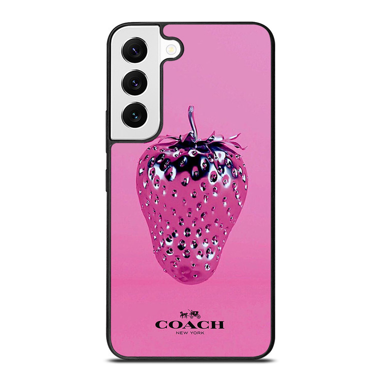 COACH NEW YORK LOGO SILVER STRAWBERRY ICON Samsung Galaxy S22 Case Cover