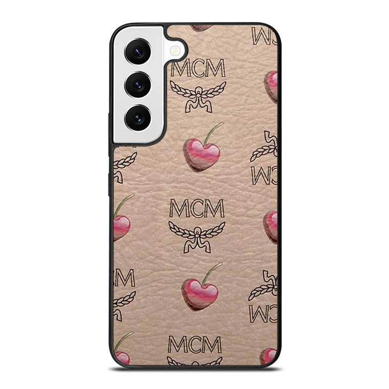 MCM LOVE CHERRIES BROWN LEATHER Samsung Galaxy S22 Case Cover