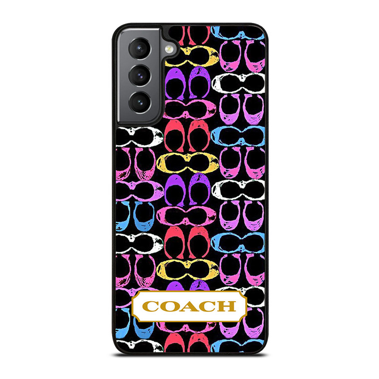 COACH NEW YORK COLORFULL BLACK PATTERN EMBLEM Samsung Galaxy S21 Plus Case Cover