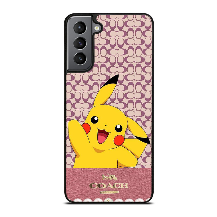 COACH NEW YORK LOGO PINK X PIKACHU POKEMON Samsung Galaxy S21 Plus Case Cover
