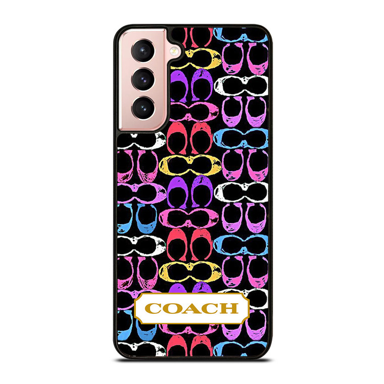 COACH NEW YORK COLORFULL BLACK PATTERN EMBLEM Samsung Galaxy S21 Case Cover