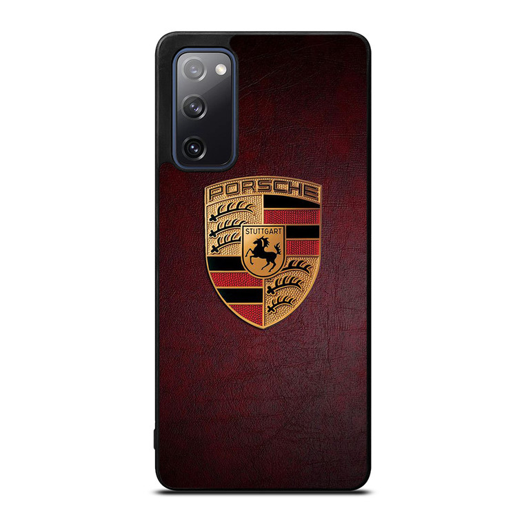 PORSCHE CAR LOGO ON RED LEATHER Samsung Galaxy S20 FE Case Cover