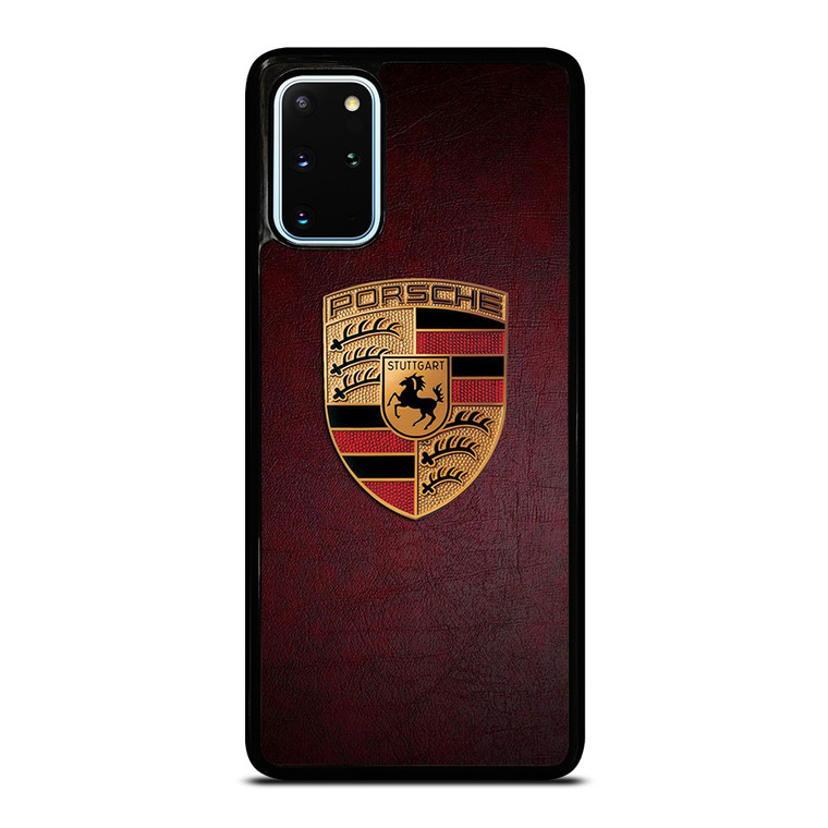 PORSCHE CAR LOGO ON RED LEATHER Samsung Galaxy S20 Plus Case Cover
