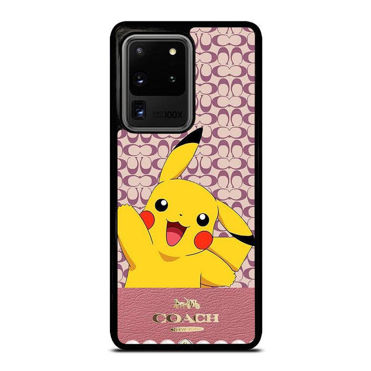 COACH NEW YORK LOGO PINK X PIKACHU POKEMON Samsung Galaxy S20 Ultra Case Cover