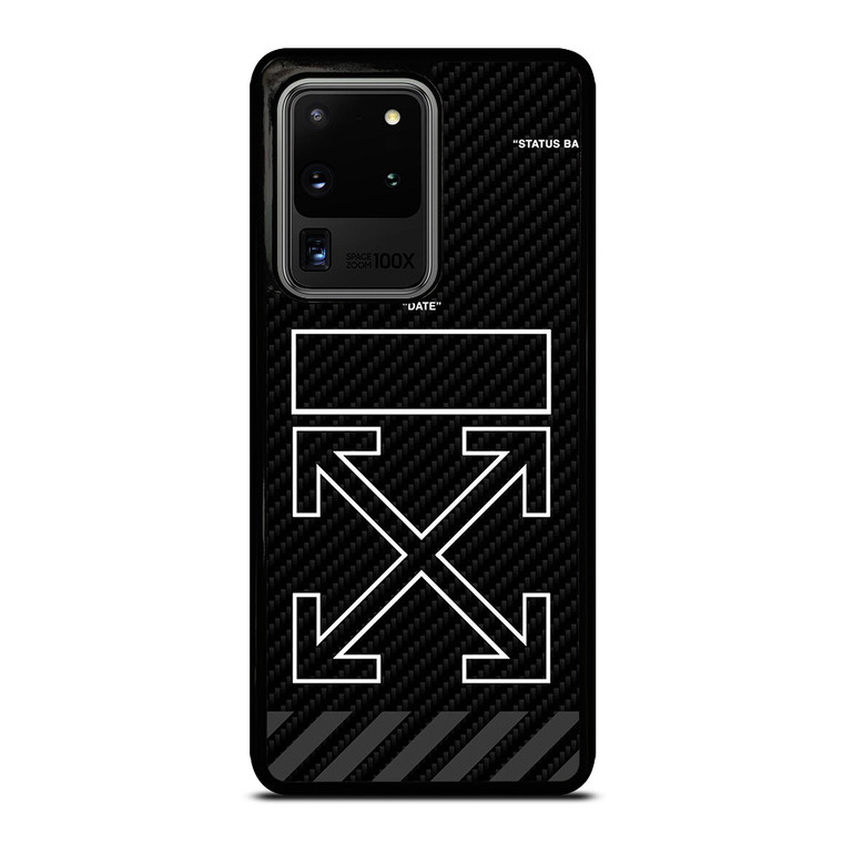 OFF WHITE LOGO TIME DATE CARBON Samsung Galaxy S20 Ultra Case Cover