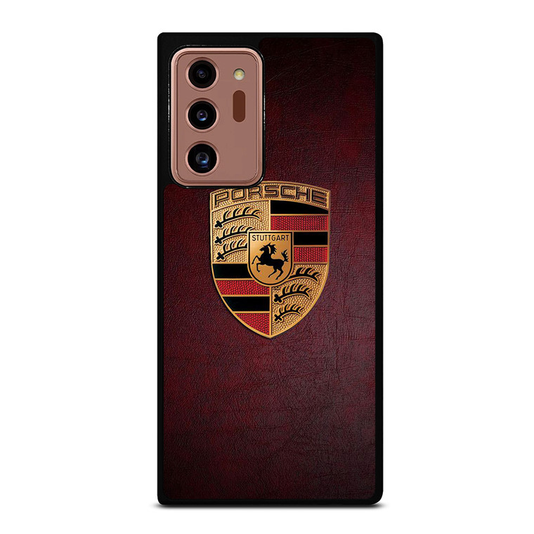 PORSCHE CAR LOGO ON RED LEATHER Samsung Galaxy Note 20 Ultra Case Cover