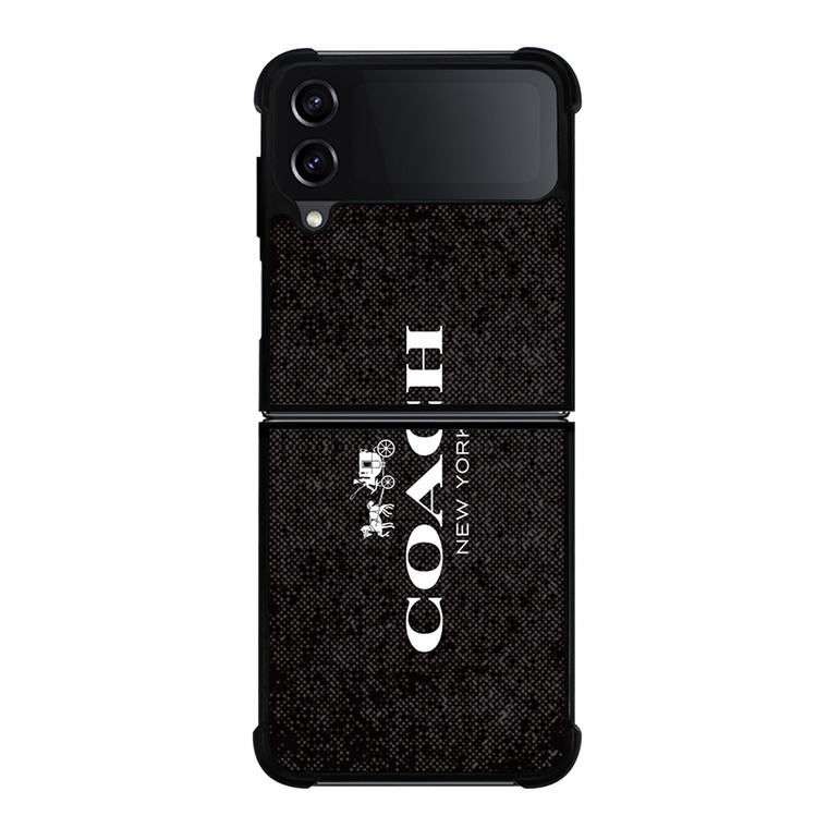 COACH NEW YORK LOGO ON BLACK FABRIC Samsung Galaxy Z Flip 4 Case Cover