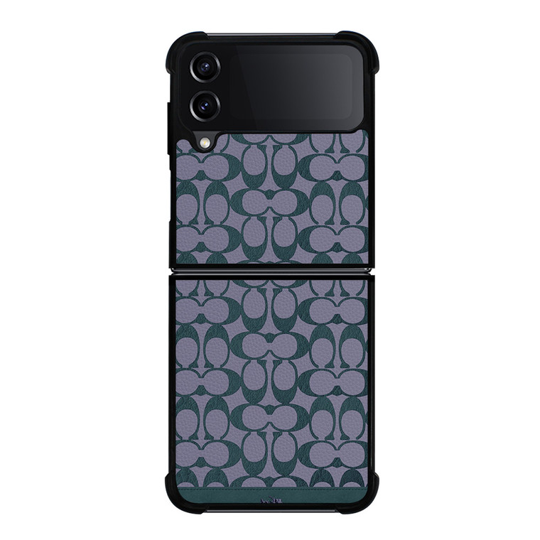 COACH NEW YORK LOGO PATTERN GREEN EMBLEM Samsung Galaxy Z Flip 4 Case Cover