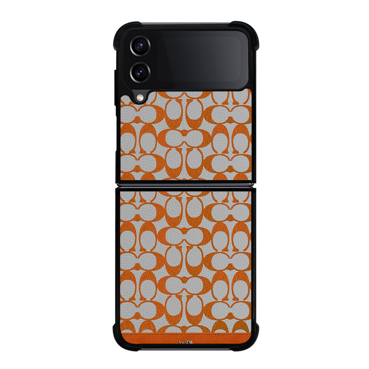 COACH NEW YORK LOGO PATTERN ORANGE EMBLEM Samsung Galaxy Z Flip 4 Case Cover