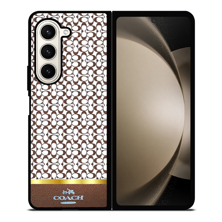 COACH NEW YORK ICON BROWN EMBLEM Samsung Galaxy Z Fold 5 Case Cover