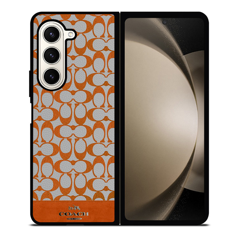 COACH NEW YORK LOGO PATTERN ORANGE EMBLEM Samsung Galaxy Z Fold 5 Case Cover