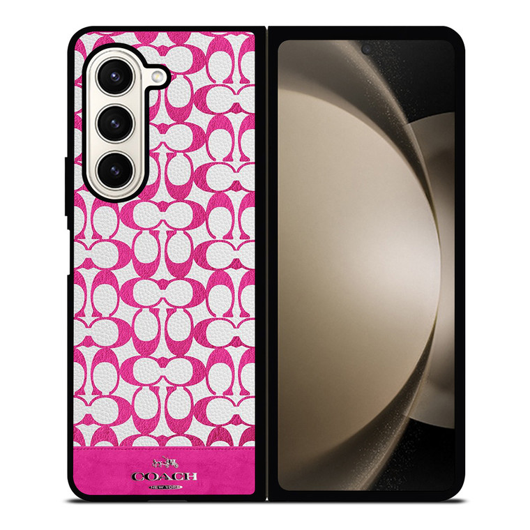 COACH NEW YORK LOGO PATTERN PINK EMBLEM Samsung Galaxy Z Fold 5 Case Cover