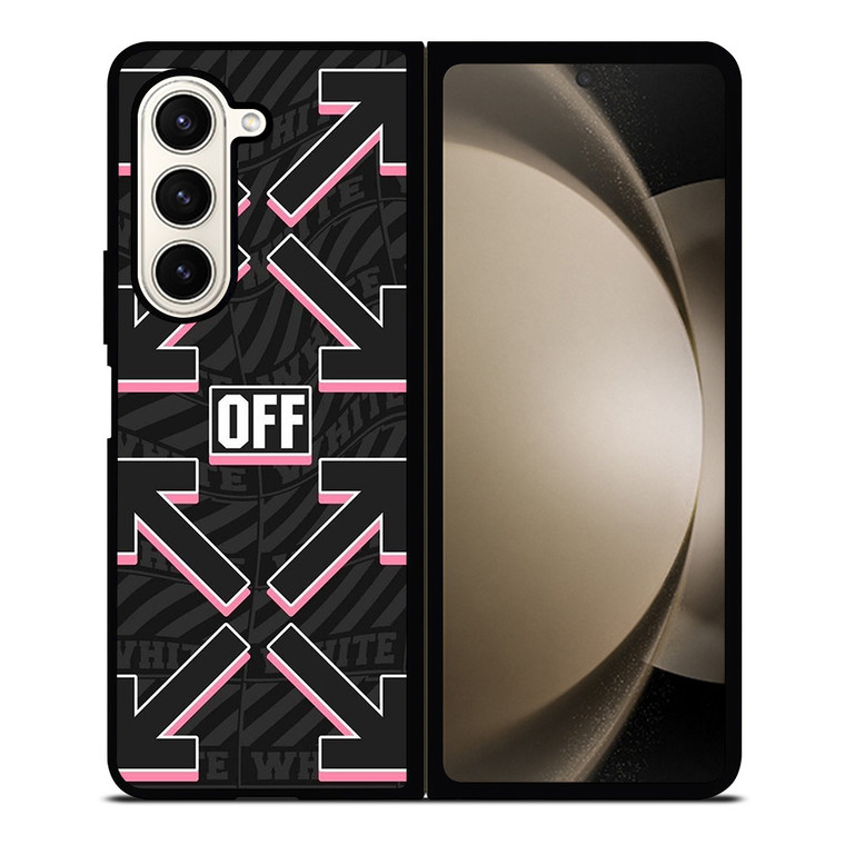 OFF WHITE LOGO BLACK PINK Samsung Galaxy Z Fold 5 Case Cover