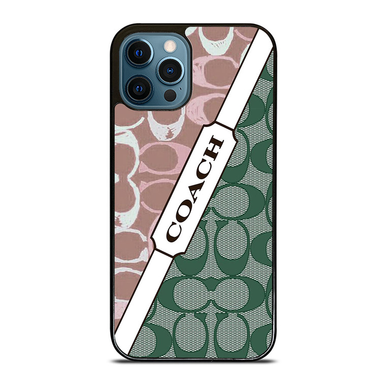 COACH NEW YORK LOGO PINK GREEN PATTERN ICON iPhone 12 Pro Max Case Cover